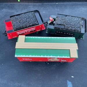 Lot Of 3 Eztec G Scale North Pole Express Box Car Santa Merry Holiday Coal Train